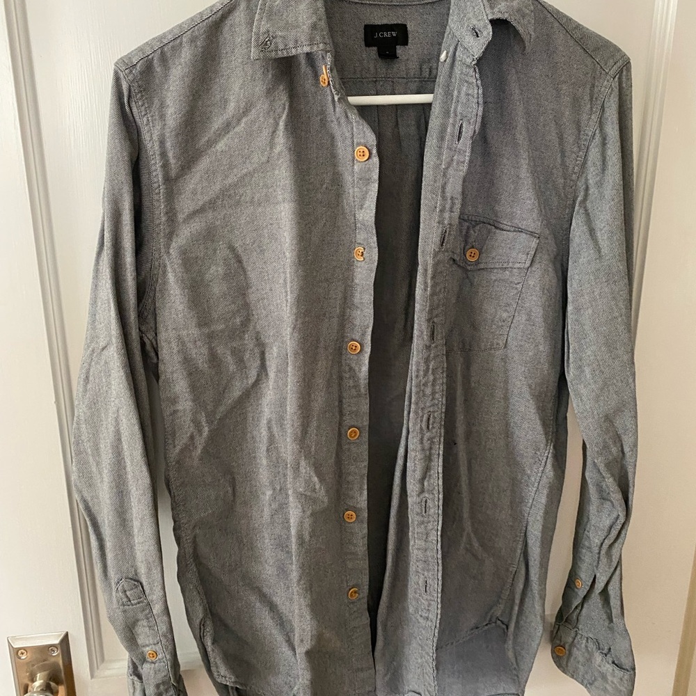 J. Crew Men's Casual Gray Button Down Shirt